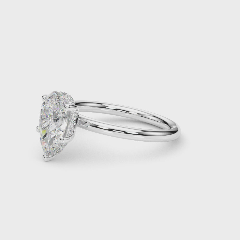 14k White Gold Pear Shape Semi-Mount Ring with 1/10 ct. tw. SI1-SI2, G-H Diamonds - Style 