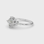 Elegant 14kt White Gold SQUARE Cut Engagement Ring with 1/8 ct tw Diamond Accents