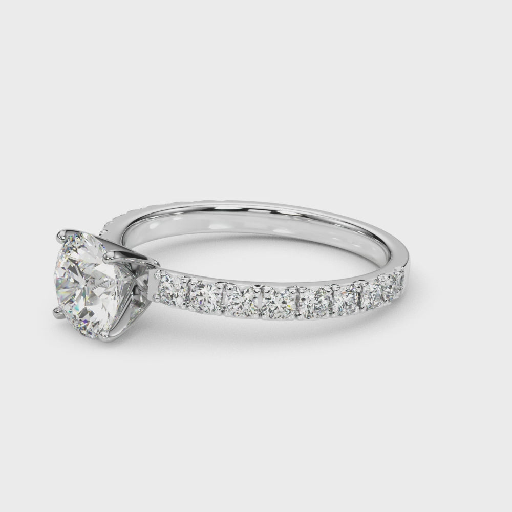 Exquisite 2 CT Round Brilliant Cut Engagement Ring Semi-Mount in 14kt White Gold