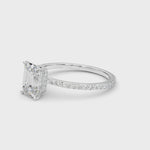 Exquisite 14k White Gold Hidden Halo Emerald Cut Engagement Ring Setting (10x8mm Center, 1/3 ct. tw. Diamonds)