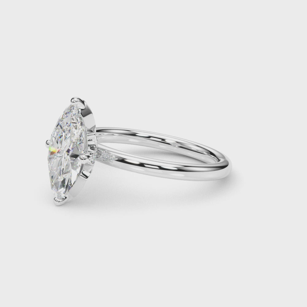14kt White Gold Marquise Semi-Mount Engagement Ring - Style 