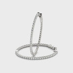 Elegant 14k White Gold Diamond Hoop Earrings - Vault Lock Design