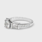 Stunning SB & RD Engagement Ring in 14kt White Gold with 7/8 ct tw SI1-SI2, G-H Diamonds