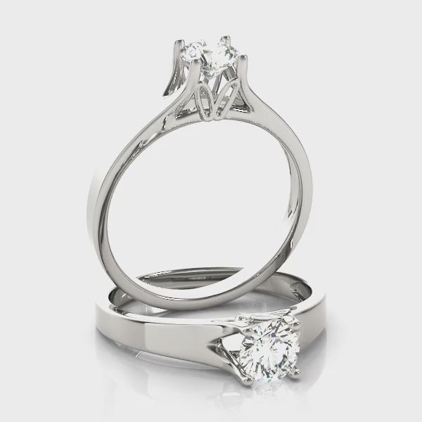 Elegant 14kt White Gold Solitaire Round Engagement Ring Setting (1 ct TW Center Stone Capacity)