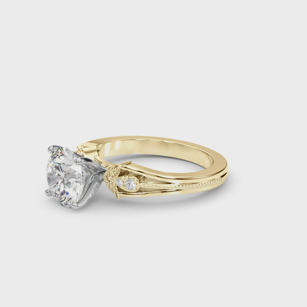 Elegant 14kt Yellow Gold Oval Engagement Ring Semi-Mount with 1/20 ct tw Diamonds