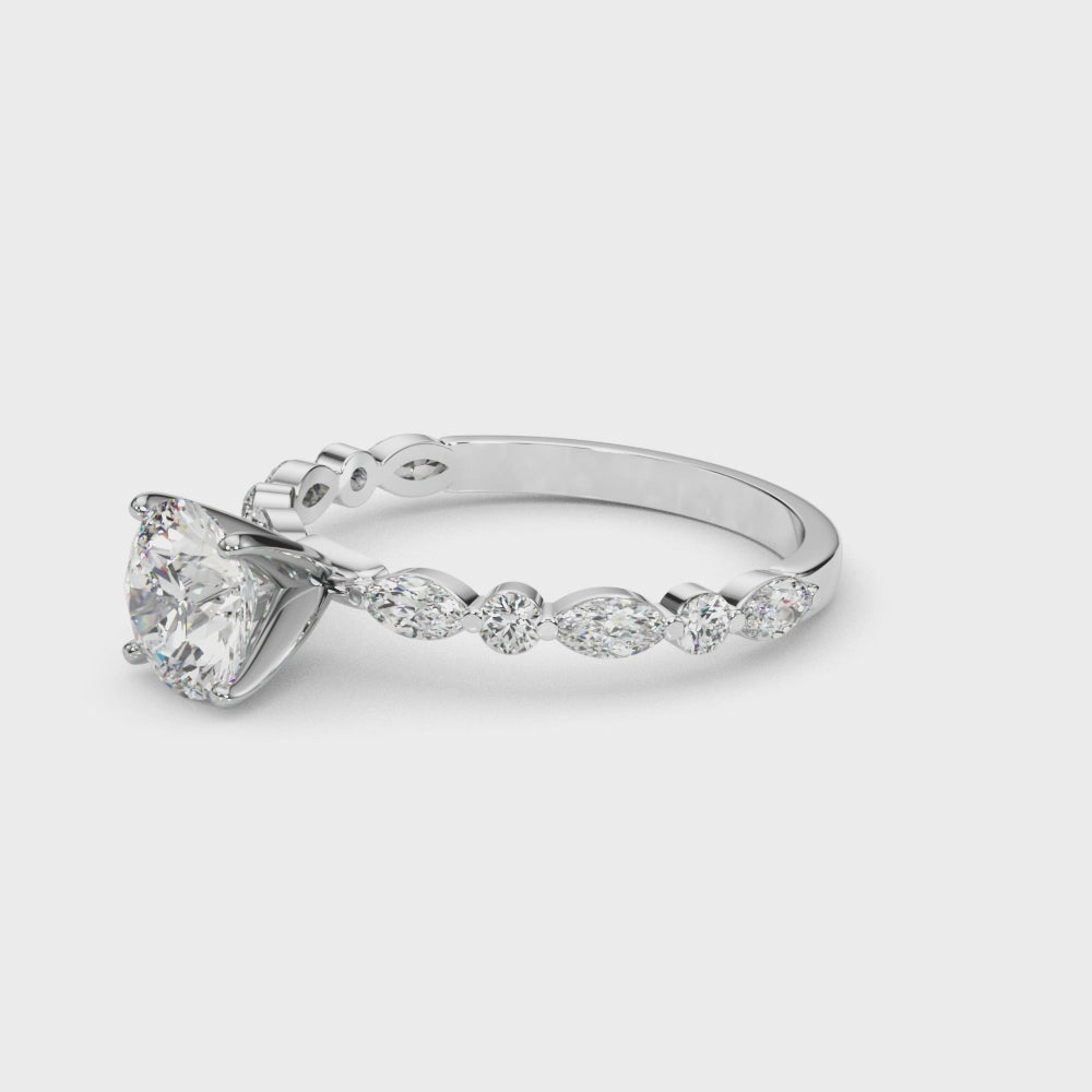 Elegant 14kt White Gold Marquise & Round Diamond Semi-Mount Engagement Ring (1/2 ct tw)