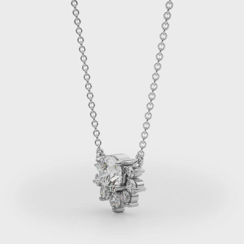 Elegant 14kt White Gold Fashion Pendant with Semi-Mount Diamond Accent