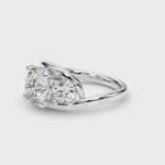 Elegant 14kt White Gold 3-Stone Round Semi-Mount Engagement Ring Setting - 1 ct tw Diamond Accents