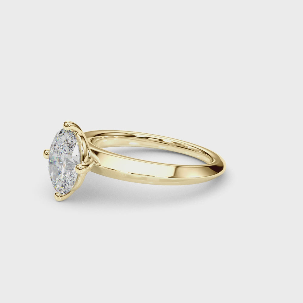 Elegant 14k Yellow Gold Knife Edge Solitaire Engagement Ring - Oval Setting (8x6mm)