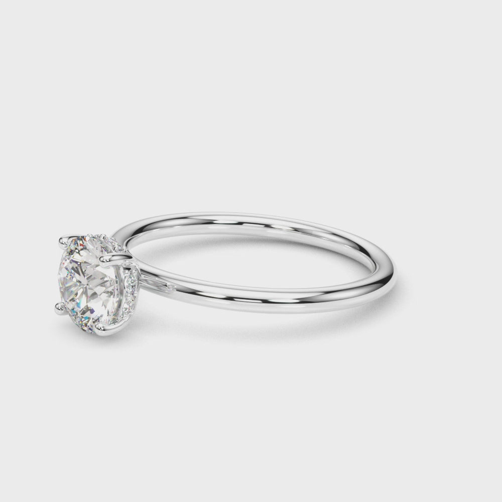 Exquisite 1.75 CTW Hidden Halo Round Diamond Engagement Ring in 14k White Gold