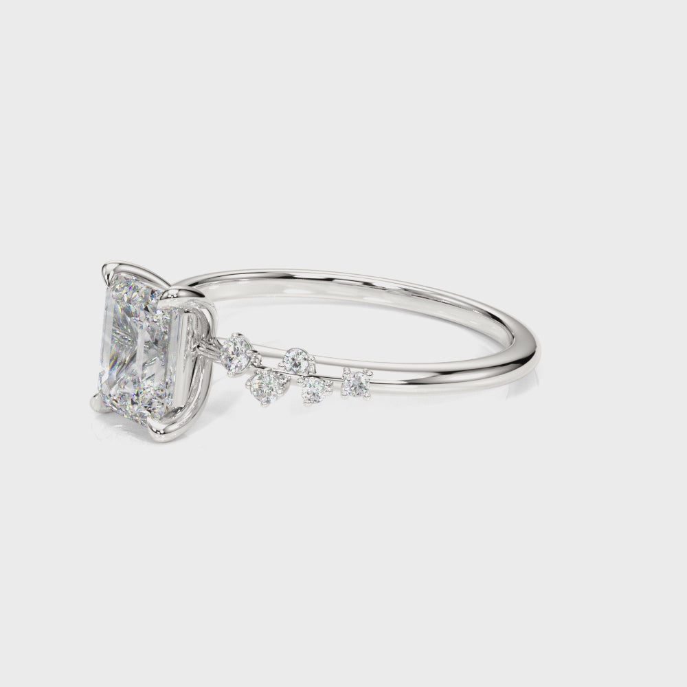 Stunning 14K White Gold Emerald Cut Engagement Ring Semi-Mount - 1/3 ct tw Center Stone Setting