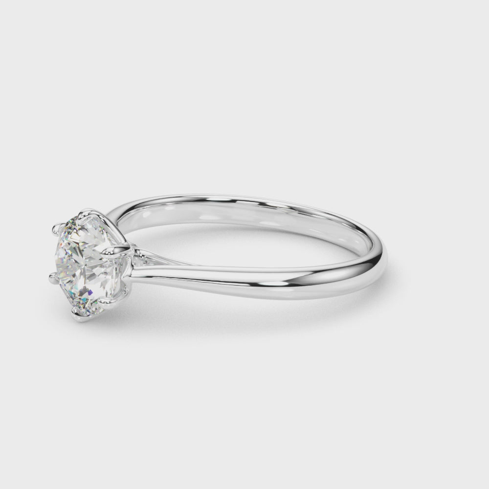 Exquisite 14kt White Gold Solitaire Round Engagement Ring Setting (3/4 ct Center Stone)