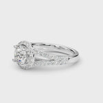 14k White Gold 1ct Round Halo Split Shank Semi-Mount Engagement Ring Setting (STYLE 