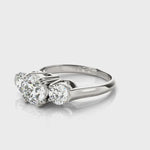Elegant 3 Stone Round Solitaire Ring Setting in 14kt White Gold
