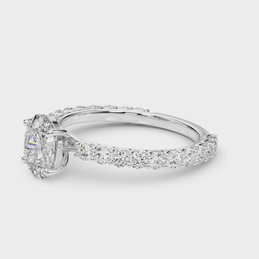 Elegant 14kt White Gold Oval Semi-Mount Engagement Ring - Style 