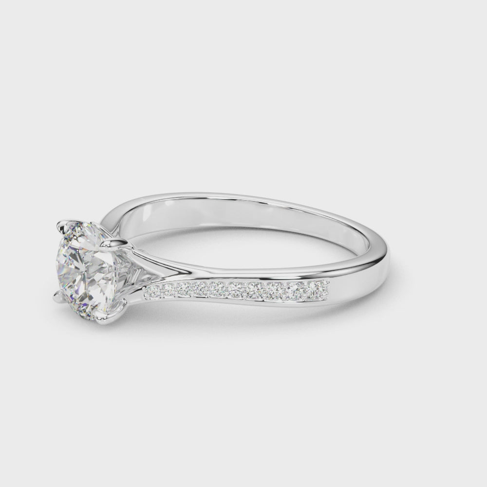 Exquisite 14k White Gold Round Cut Solitaire Engagement Ring Setting - 1 CTW