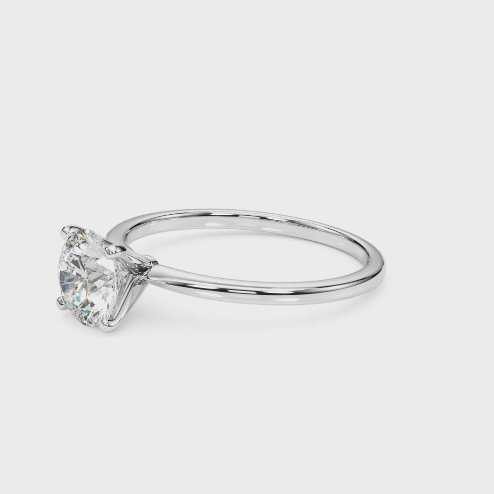 Elegant 14kt White Gold Solitaire Engagement Ring Setting for 2 Carat Round Diamond - Size 7