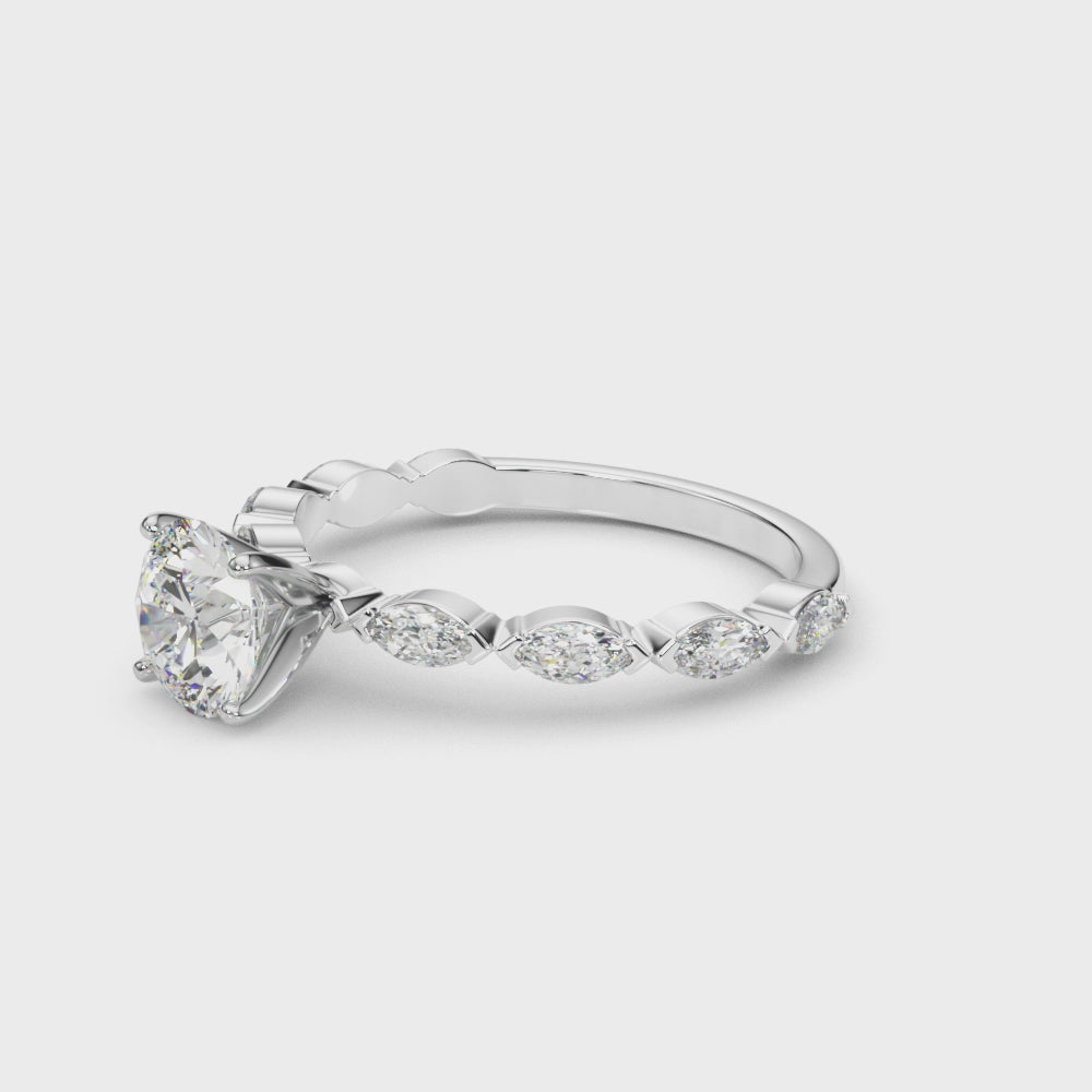 Elegant 14kt White Gold Marquise Engagement Ring with 1/2 ct TW Diamonds - STYLE 