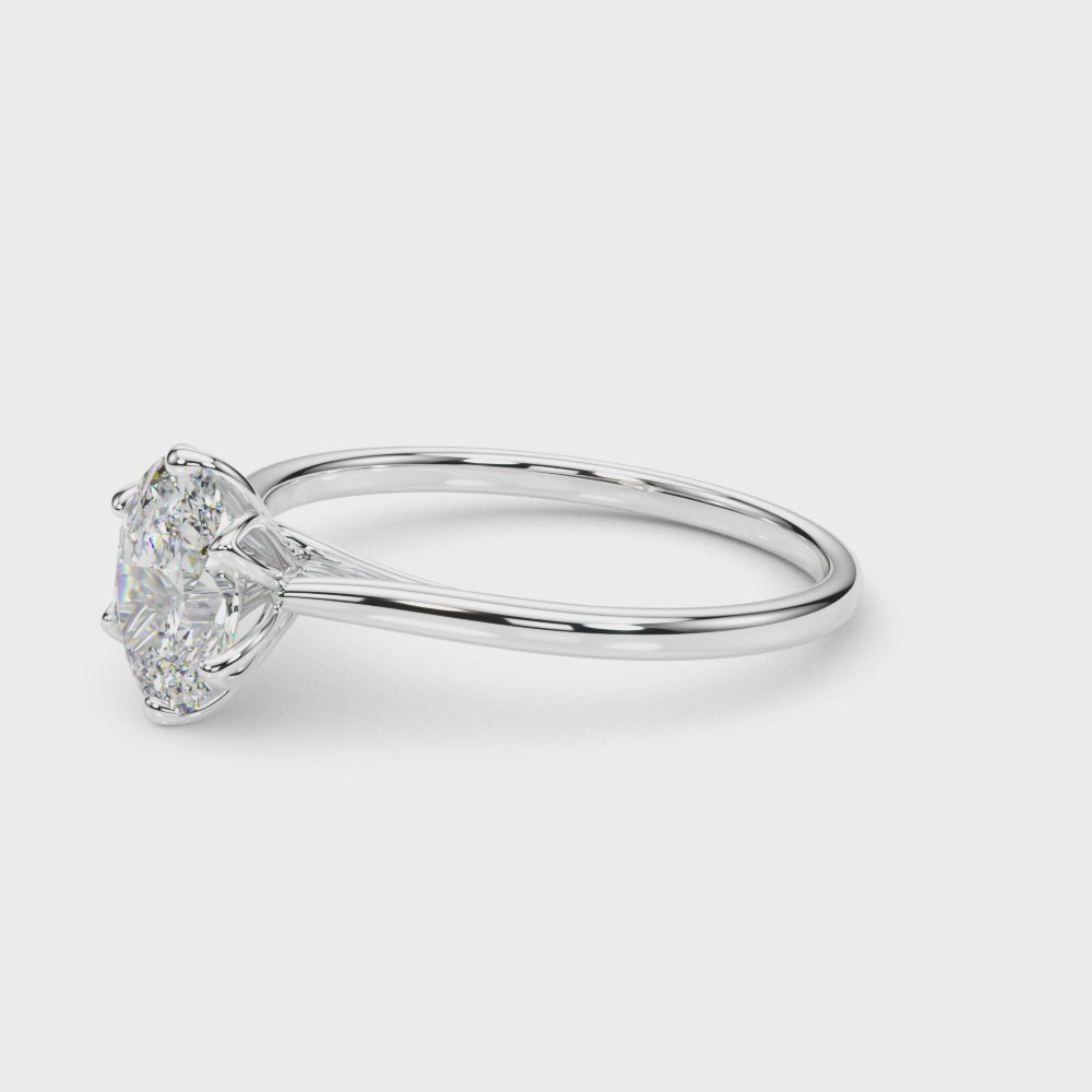 Elegant Solitaire Oval Engagement Ring Setting - 1 ct tw, 14kt White Gold