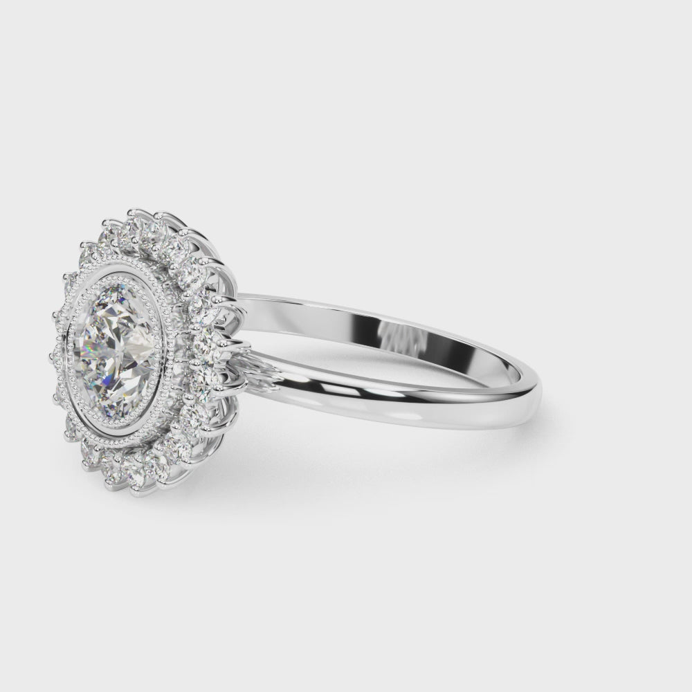 Exquisite 3/4 CT Round Center Engagement Ring in 14kt White Gold