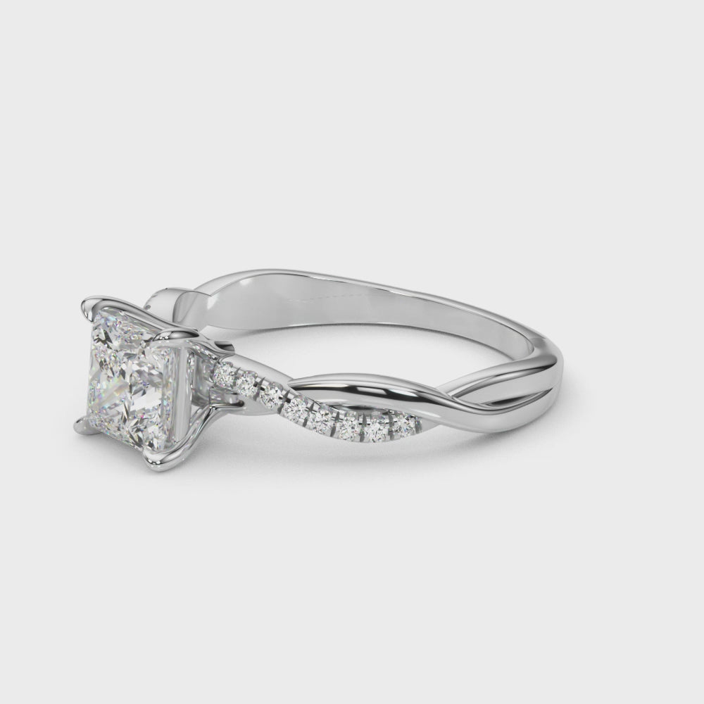 Elegant 14kt White Gold Square Engagement Ring Setting - 1/10 ct TW SI1-SI2 G-H Diamonds