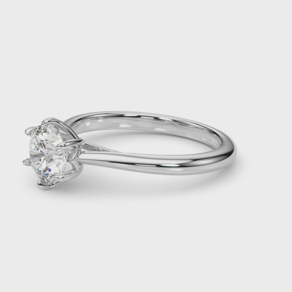 Elegant 14kt White Gold Solitaire Round Engagement Ring Setting (1 ct TW Center Stone Compatible)