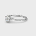 Elegant 14k White Gold Semi-Mount Ring with 1/6 ct TW SI1-SI2, G-H Diamond Accents - Designed for a 1 ct Round Center Stone