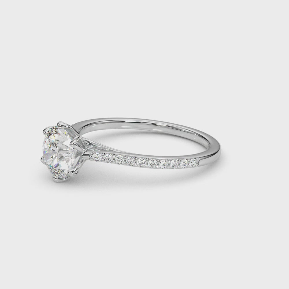 Elegant 14k White Gold Semi-Mount Ring with 1/6 ct TW SI1-SI2, G-H Diamond Accents - Designed for a 1 ct Round Center Stone