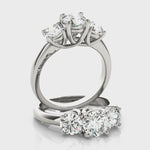 Exquisite 14kt White Gold 3-Stone Round Semi-Mount Engagement Ring Setting (STYLE 