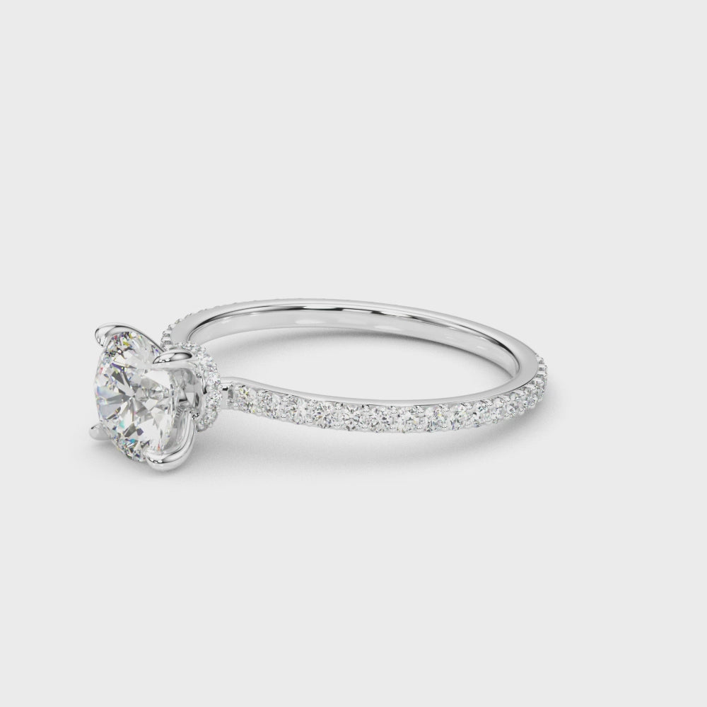 Stunning 1 CT Round Hidden Halo Engagement Ring in 14kt White Gold - Style # 85292-1