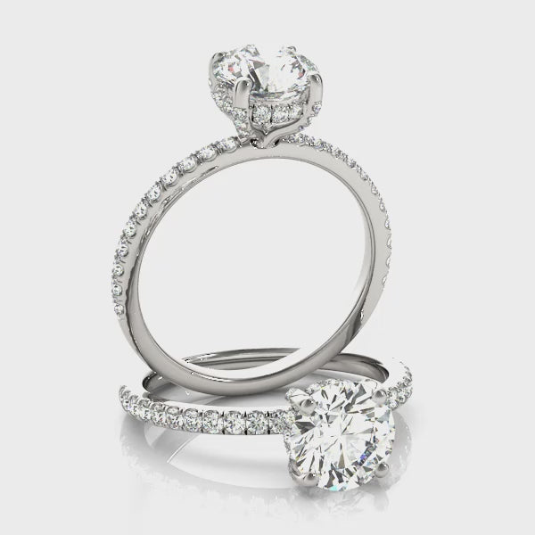 14kt White Gold 3 ct Round Center Semi-Mount Engagement Ring - Style 