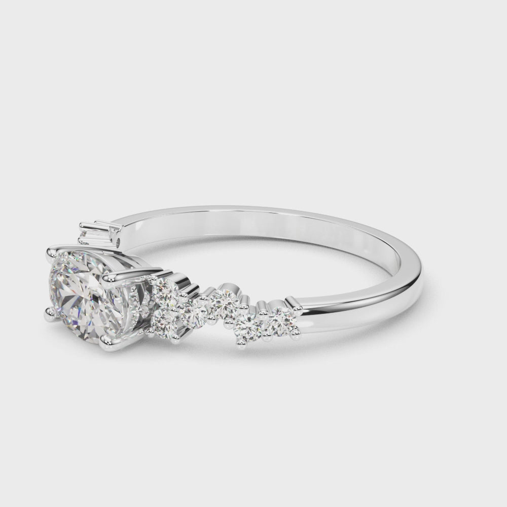 Oval 14kt White Gold Semi-Mount Engagement Ring Setting - 0.25 cttw Diamonds