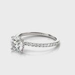 14k White Gold Single Row Round Center Engagement Ring - 1/2 CT TW