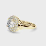 Elegant 1 CT Round Cut Trellis Engagement Ring Setting in 14k Yellow Gold