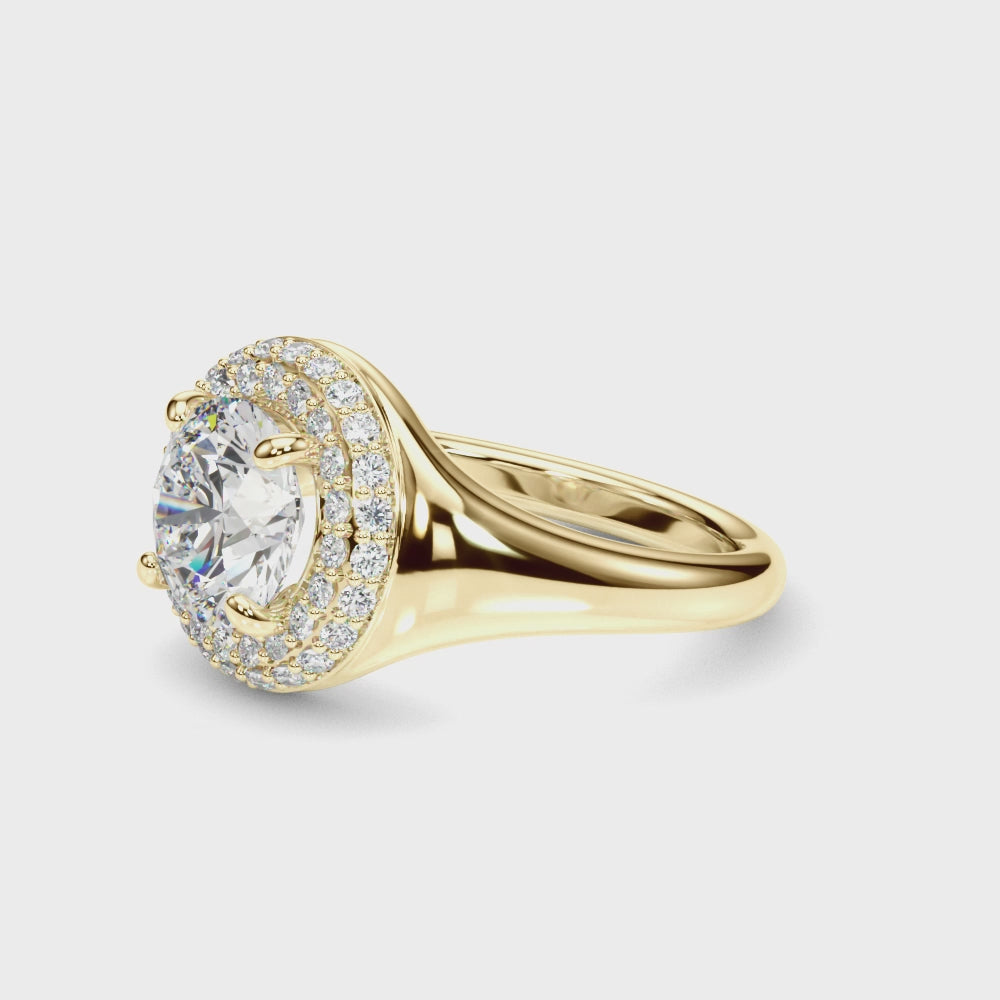 Elegant 1 CT Round Cut Trellis Engagement Ring Setting in 14k Yellow Gold
