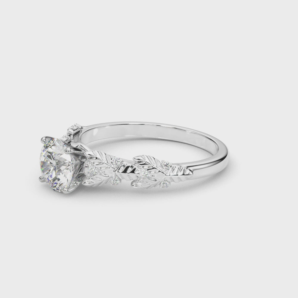 Exquisite 14kt White Gold Engagement Ring with Peg Head Setting - Style 