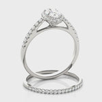 Exquisite 14kt White Gold Halo Oval Engagement Ring - 10x8mm Center Stone