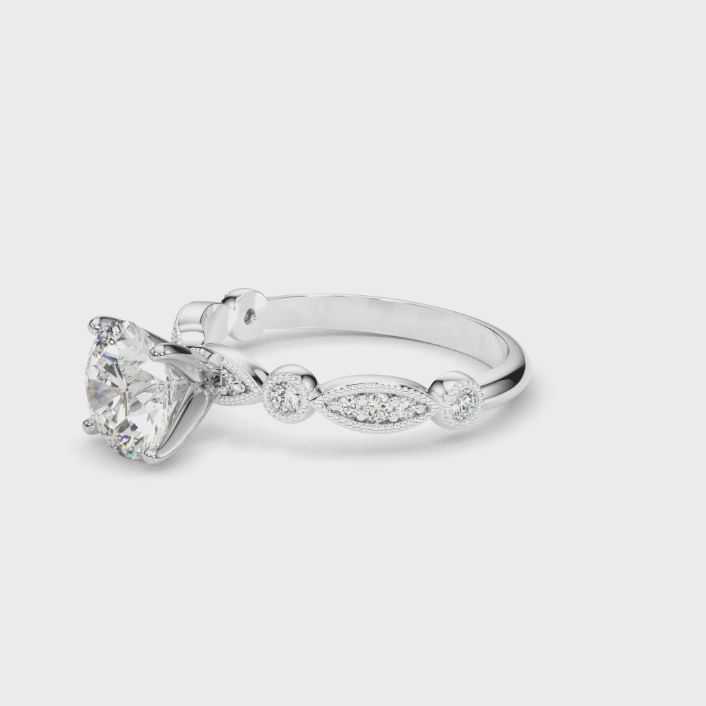 Elegant 14kt White Gold Engagement Ring Setting - STYLE 