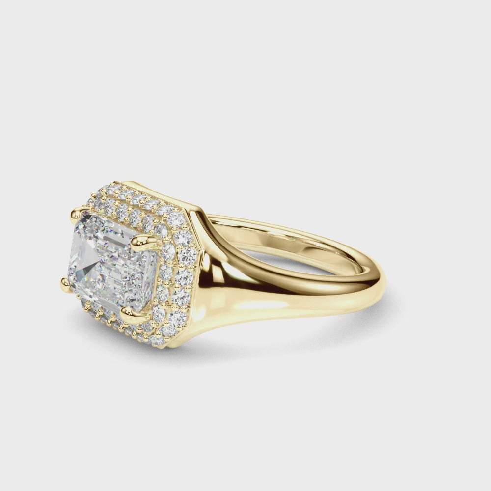 14kt Yellow Gold Emerald Cut Engagement Ring Setting - Trellis Style (6.5x5 MM Center)
