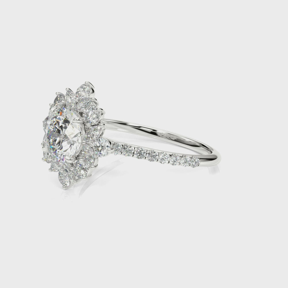 Elegant 14kt White Gold Round Cut Solitaire Engagement Ring Setting - 3/4 ct TW SI2, H-I