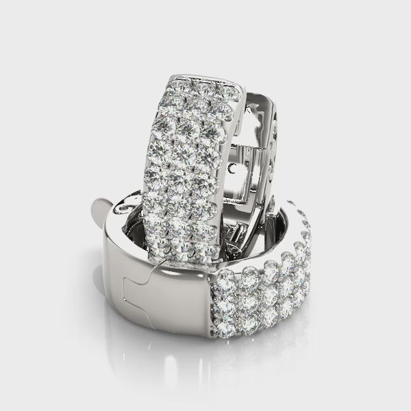 Elegant 5 Inch 14kt White Gold 3-Row Flat Hoop Earrings with 0.54 cttw SI2, H-I Diamonds