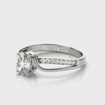 Elegant 14kt White Gold Oval Fashion Ring - Semi-Mount with 1/8 ct tw Diamonds