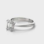 Stunning Double Prong Emerald Cut Engagement Ring in 14kt White Gold