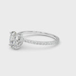 Exquisite 14kt White Gold Hidden Halo Oval Center Single Row Engagement Ring Setting