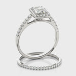 10x8 MM Emerald Cut Halo Engagement Ring Setting in 14kt White Gold