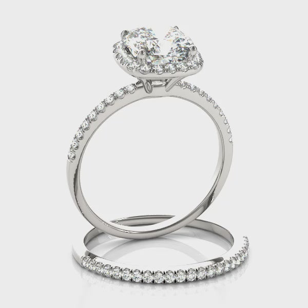 STYLE # 50906-E-8: Elegant Halo Square & Cushion Cut Engagement Ring