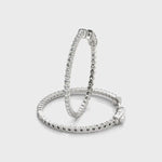 14k White Gold Hoop Earrings with 0.5 cttw SI2, H-I Diamonds - 25mm