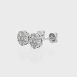Elegant 14kt White Gold Cluster Earrings with 0.98 Carat SI2, H-I Diamonds (Style 