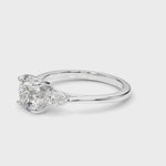 14k White Gold 3 Stone Round Cut Engagement Ring Setting - 3/8 ct tw SI1-GH