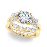 RD CENTER MQ & RD SIDES Semi-Mount Ring Setting - 14kt Yellow Gold